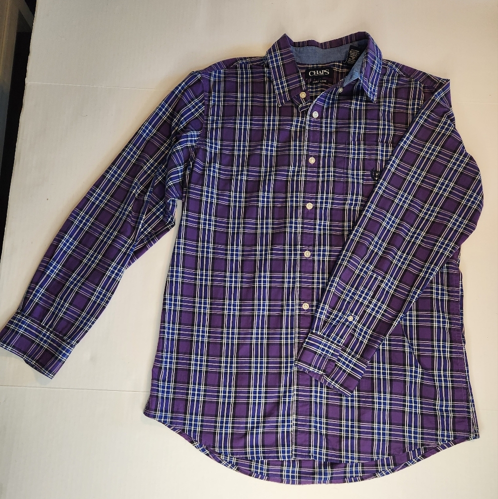 Chaps Ralph Lauren Long Sleeve shirt Plaid purple blue SZ M